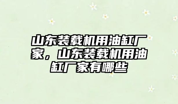 山東裝載機用油缸廠家，山東裝載機用油缸廠家有哪些