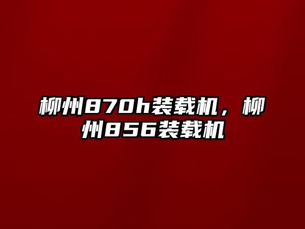 柳州870h裝載機，柳州856裝載機