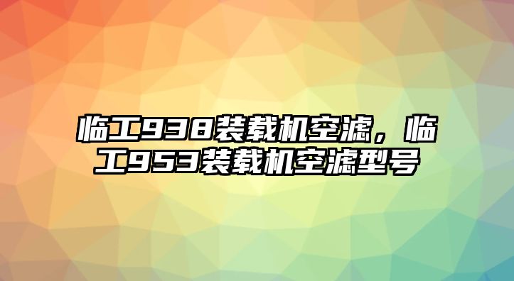 臨工938裝載機空濾，臨工953裝載機空濾型號