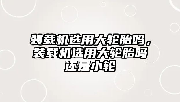 裝載機選用大輪胎嗎，裝載機選用大輪胎嗎還是小輪