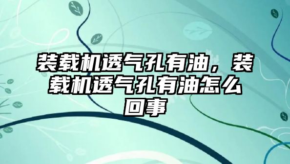 裝載機透氣孔有油，裝載機透氣孔有油怎么回事