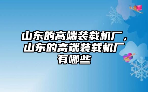 山東的高端裝載機廠，山東的高端裝載機廠有哪些