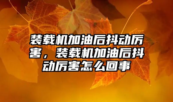 裝載機加油后抖動厲害，裝載機加油后抖動厲害怎么回事