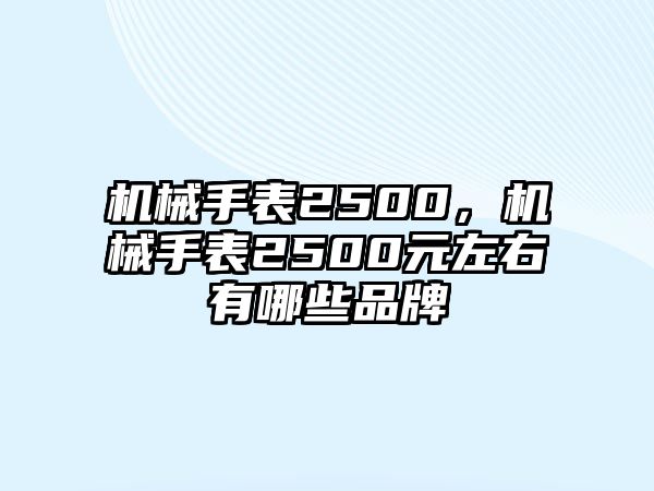 機(jī)械手表2500，機(jī)械手表2500元左右有哪些品牌