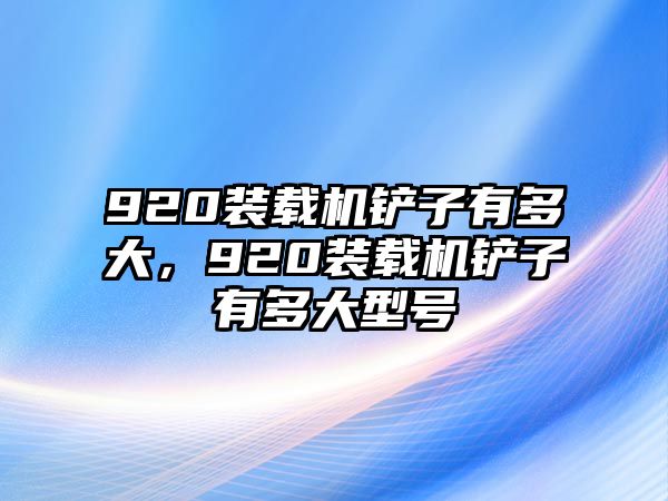 920裝載機鏟子有多大，920裝載機鏟子有多大型號