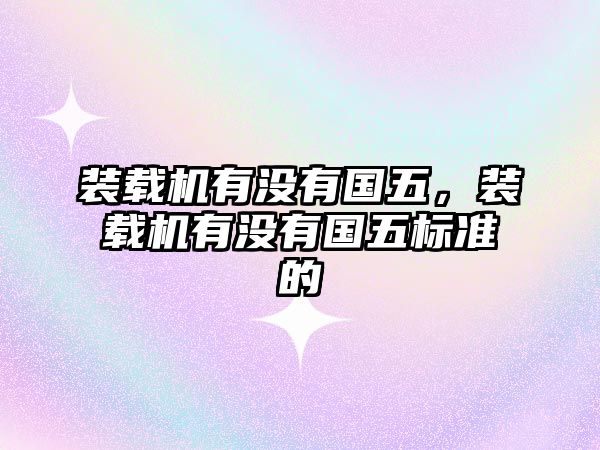 裝載機(jī)有沒(méi)有國(guó)五，裝載機(jī)有沒(méi)有國(guó)五標(biāo)準(zhǔn)的