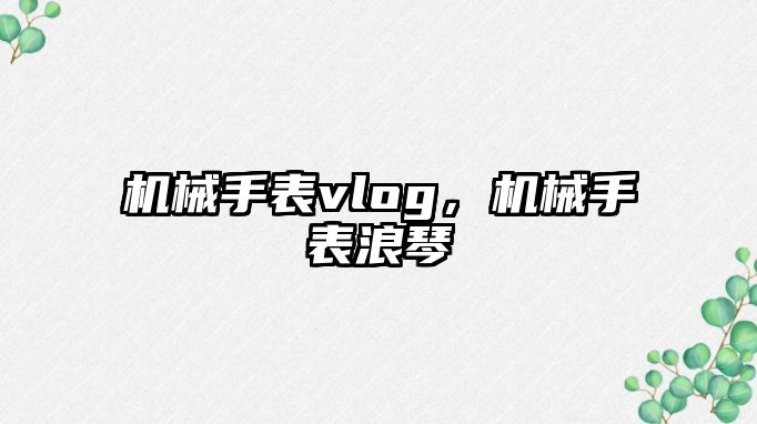 機械手表vlog，機械手表浪琴