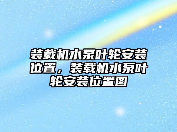 裝載機水泵葉輪安裝位置，裝載機水泵葉輪安裝位置圖