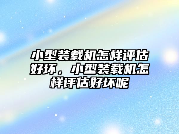 小型裝載機怎樣評估好壞，小型裝載機怎樣評估好壞呢