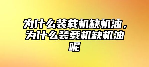 為什么裝載機缺機油，為什么裝載機缺機油呢