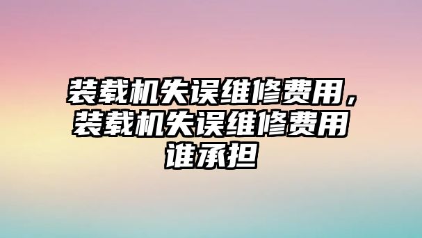 裝載機失誤維修費用，裝載機失誤維修費用誰承擔