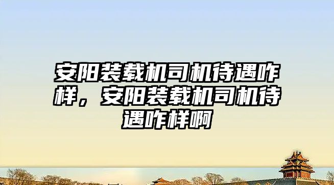 安陽裝載機司機待遇咋樣，安陽裝載機司機待遇咋樣啊