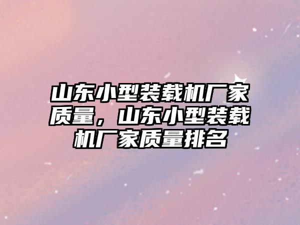 山東小型裝載機廠家質量，山東小型裝載機廠家質量排名