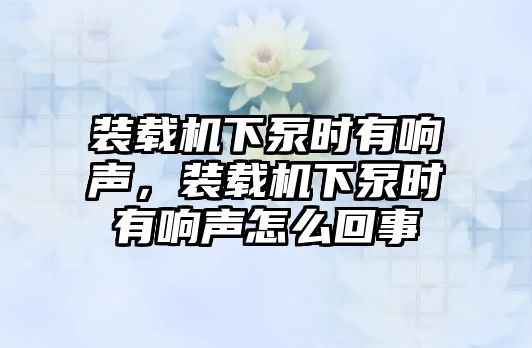 裝載機下泵時有響聲，裝載機下泵時有響聲怎么回事