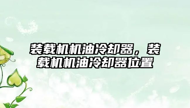 裝載機機油冷卻器，裝載機機油冷卻器位置