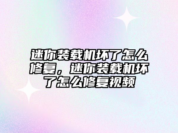 迷你裝載機壞了怎么修復，迷你裝載機壞了怎么修復視頻