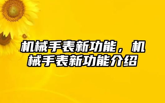 機械手表新功能，機械手表新功能介紹