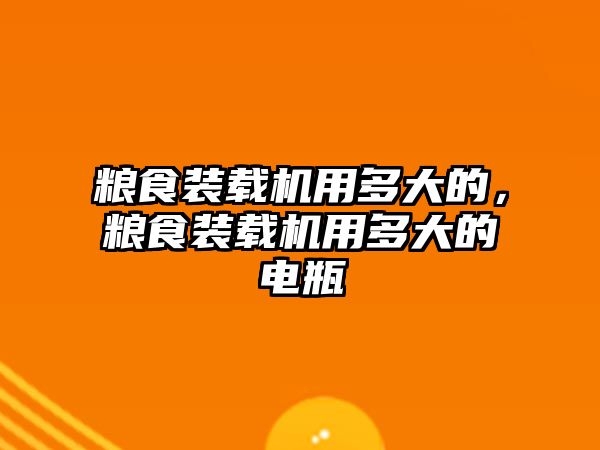 糧食裝載機用多大的，糧食裝載機用多大的電瓶