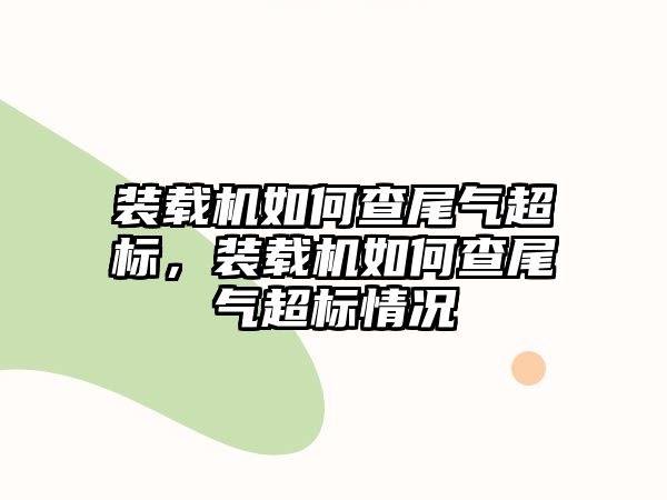 裝載機如何查尾氣超標，裝載機如何查尾氣超標情況