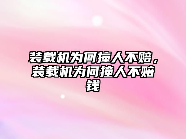 裝載機(jī)為何撞人不賠，裝載機(jī)為何撞人不賠錢