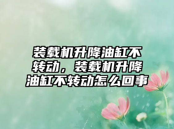 裝載機升降油缸不轉(zhuǎn)動，裝載機升降油缸不轉(zhuǎn)動怎么回事