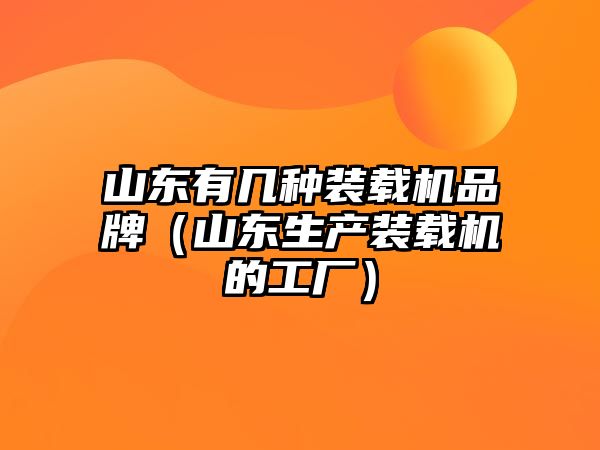 山東有幾種裝載機品牌（山東生產裝載機的工廠）