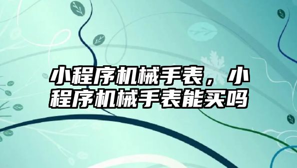 小程序機械手表，小程序機械手表能買嗎