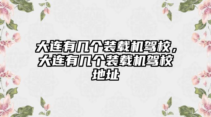 大連有幾個裝載機駕校，大連有幾個裝載機駕校地址