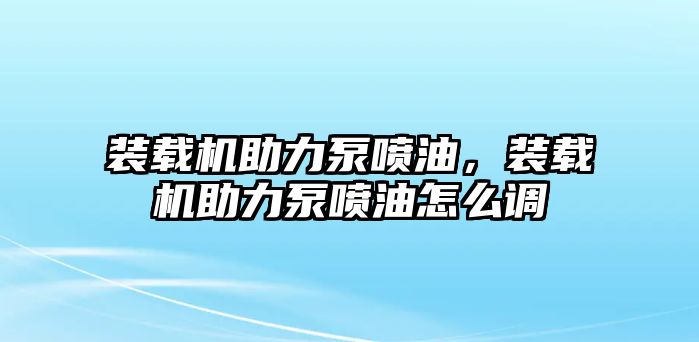 裝載機助力泵噴油，裝載機助力泵噴油怎么調