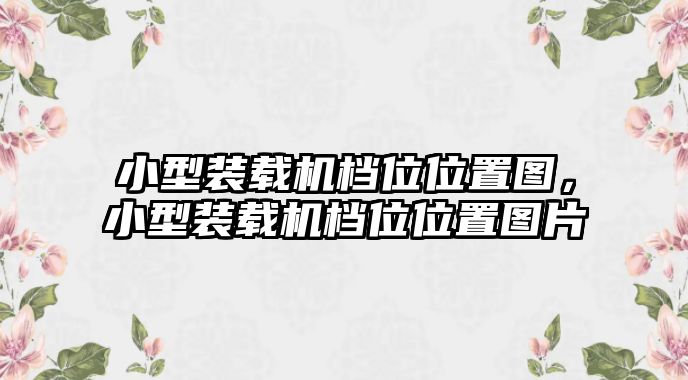 小型裝載機檔位位置圖，小型裝載機檔位位置圖片