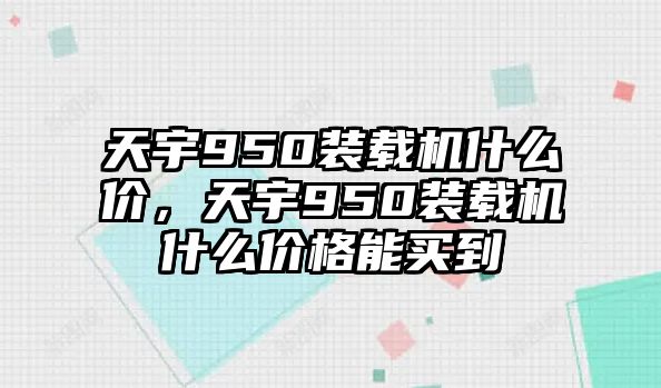 天宇950裝載機什么價，天宇950裝載機什么價格能買到