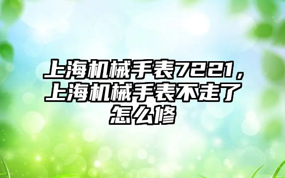 上海機械手表7221，上海機械手表不走了怎么修