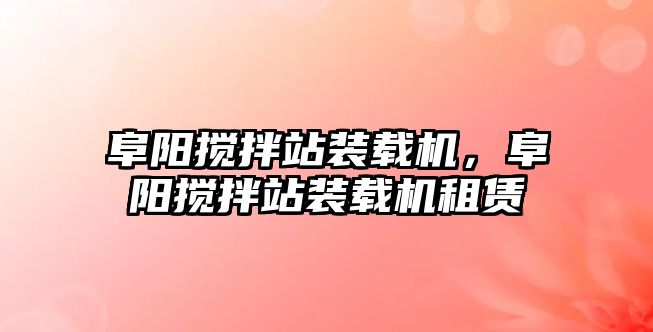 阜陽攪拌站裝載機，阜陽攪拌站裝載機租賃