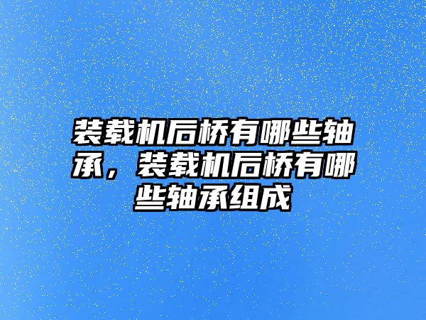 裝載機后橋有哪些軸承，裝載機后橋有哪些軸承組成