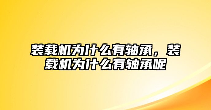 裝載機為什么有軸承，裝載機為什么有軸承呢