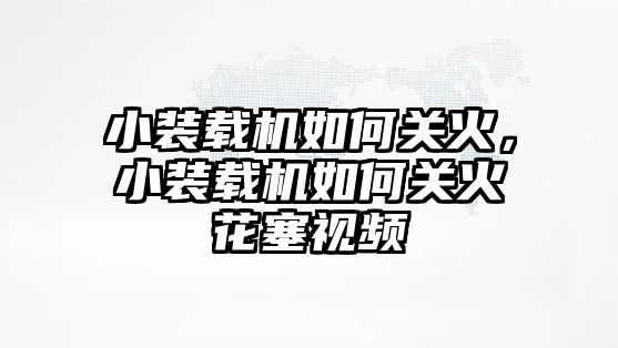 小裝載機如何關火，小裝載機如何關火花塞視頻