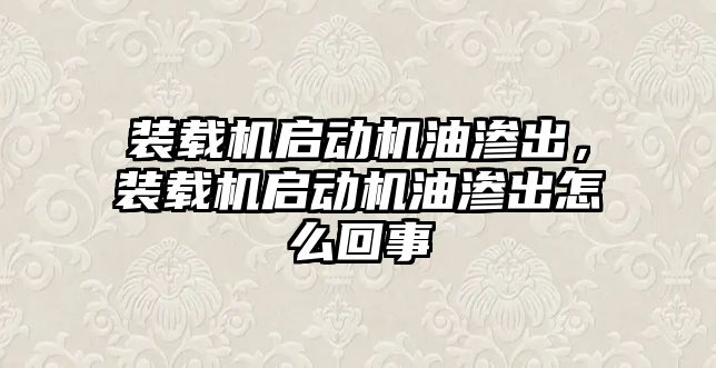 裝載機啟動機油滲出，裝載機啟動機油滲出怎么回事