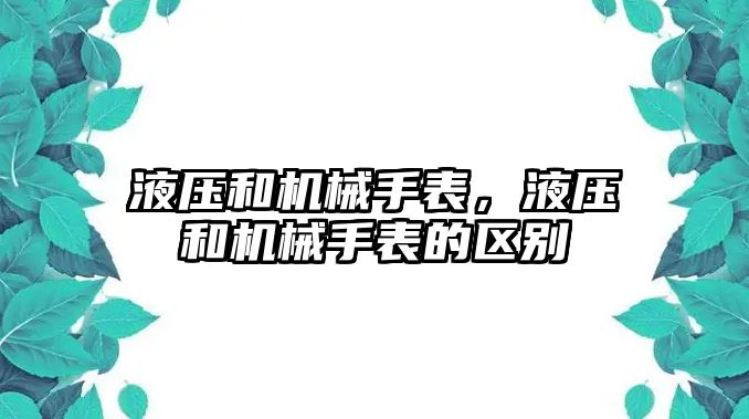 液壓和機械手表，液壓和機械手表的區別