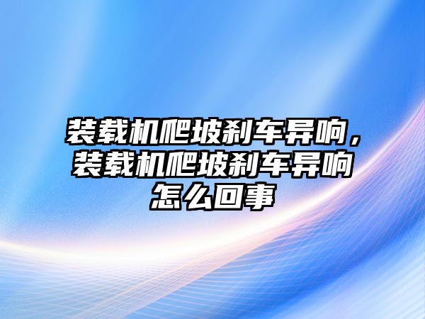 裝載機爬坡剎車異響，裝載機爬坡剎車異響怎么回事