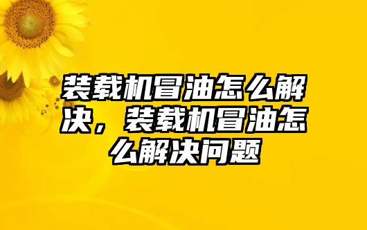 裝載機冒油怎么解決，裝載機冒油怎么解決問題