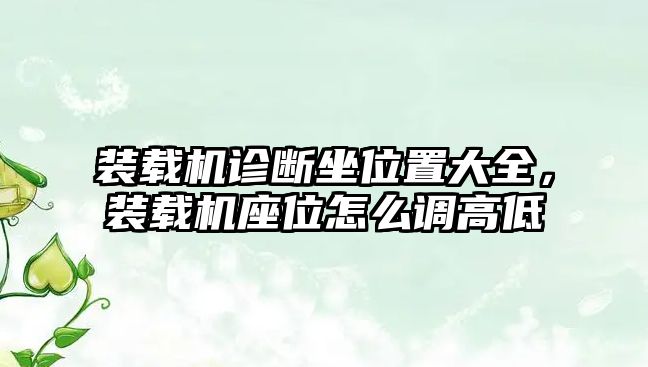 裝載機診斷坐位置大全，裝載機座位怎么調高低