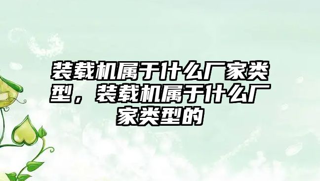 裝載機屬于什么廠家類型，裝載機屬于什么廠家類型的