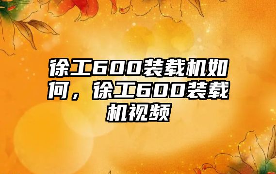 徐工600裝載機如何，徐工600裝載機視頻