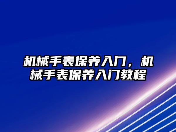 機械手表保養入門，機械手表保養入門教程