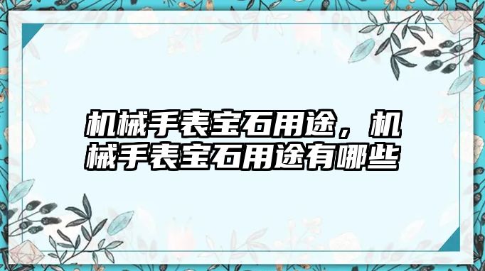 機(jī)械手表寶石用途，機(jī)械手表寶石用途有哪些