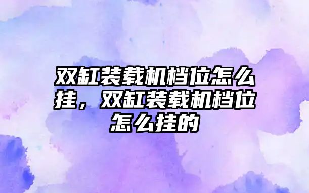 雙缸裝載機檔位怎么掛，雙缸裝載機檔位怎么掛的