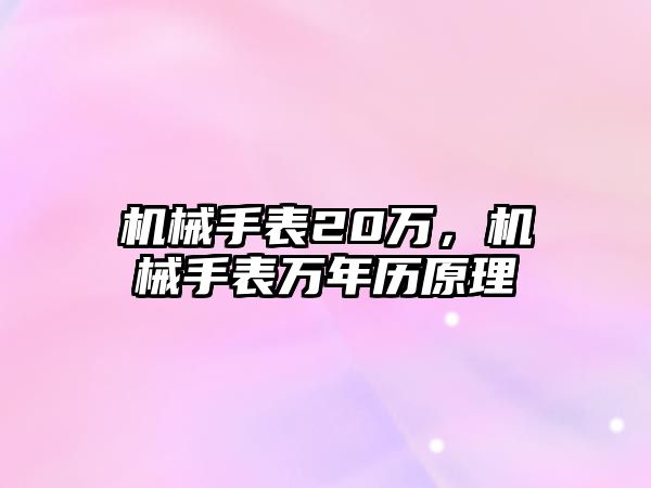 機械手表20萬，機械手表萬年歷原理