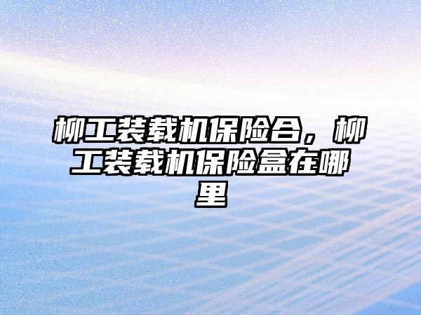 柳工裝載機保險合，柳工裝載機保險盒在哪里