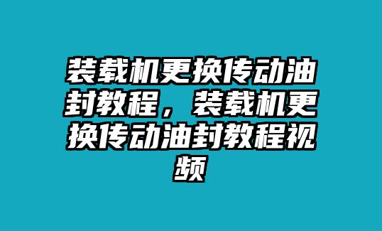 裝載機(jī)更換傳動(dòng)油封教程，裝載機(jī)更換傳動(dòng)油封教程視頻