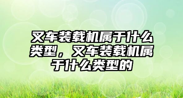 叉車裝載機屬于什么類型，叉車裝載機屬于什么類型的